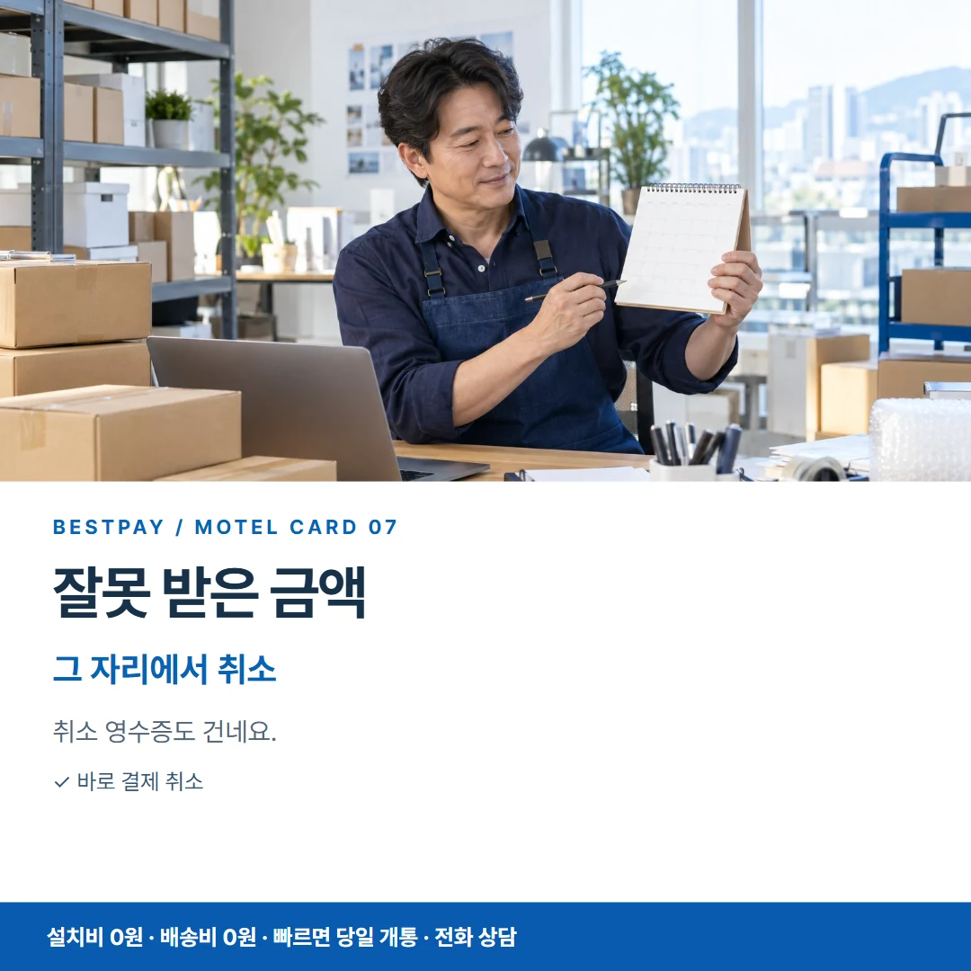 모텔 PG단말기 · 잘못 받은 금액 그 자리에서 취소 카드뉴스 7