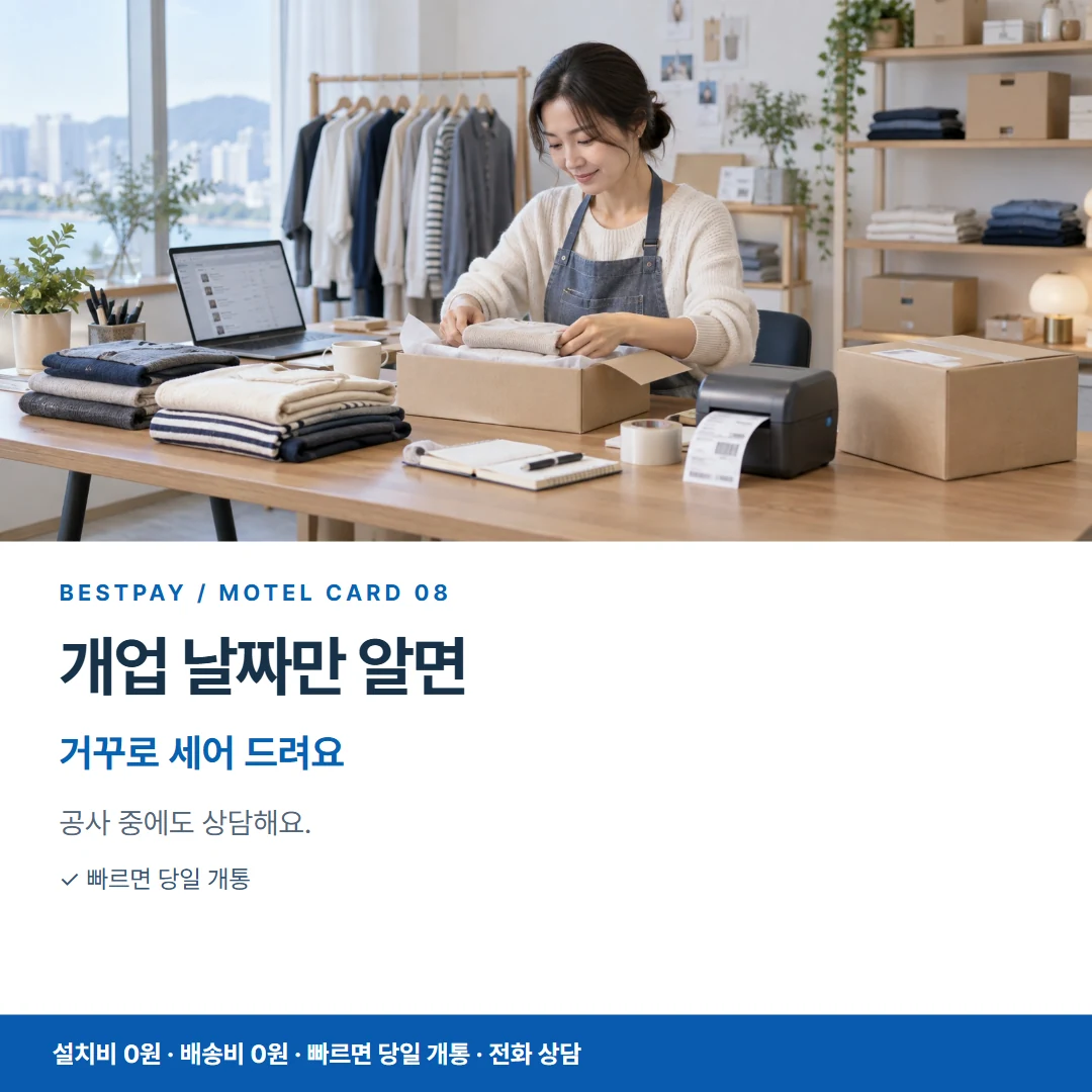 모텔 PG단말기 · 개업 날짜만 알면 거꾸로 세어 드려요 카드뉴스 8